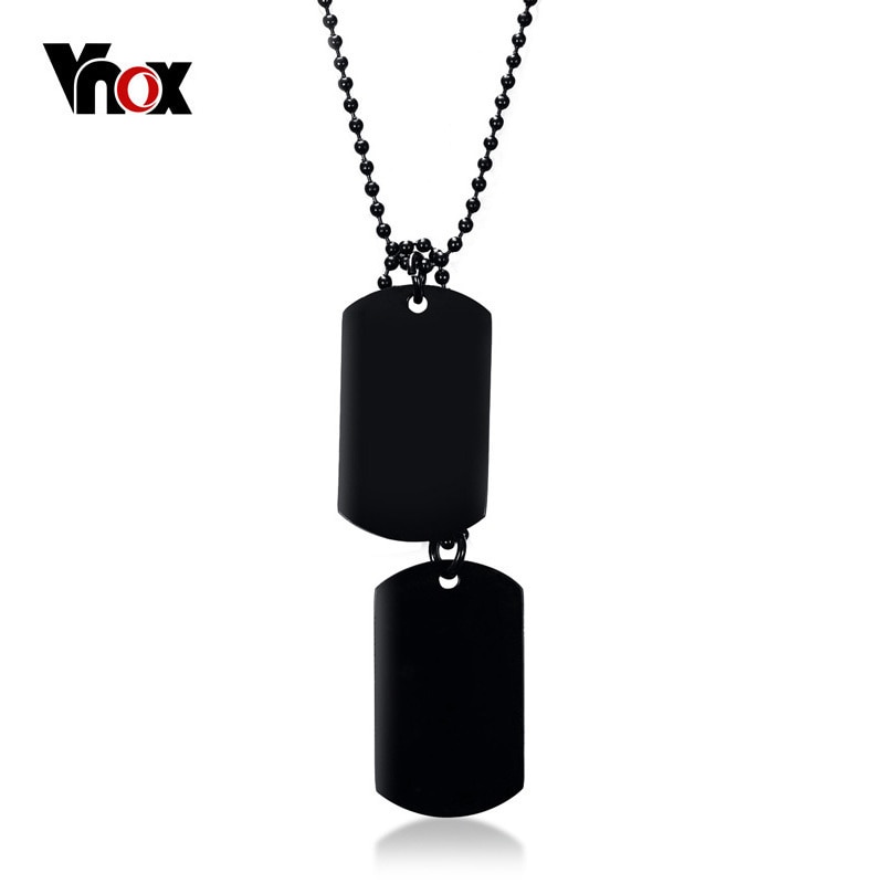 Vnox Stainless Steel Double Dog Tag Necklace for Men High Polished Pendant ID Men Jewelry 24" Chain Necklace